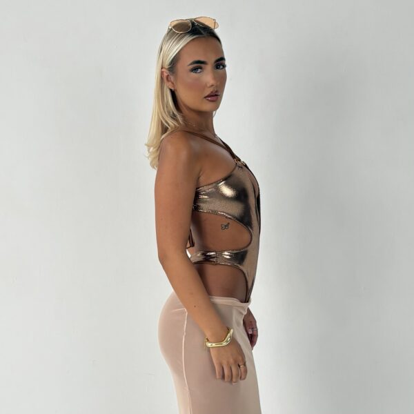 Golden Bodysuit & Maxi Mesh Skirt - Image 3