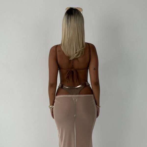 Golden Bodysuit & Maxi Mesh Skirt - Image 4