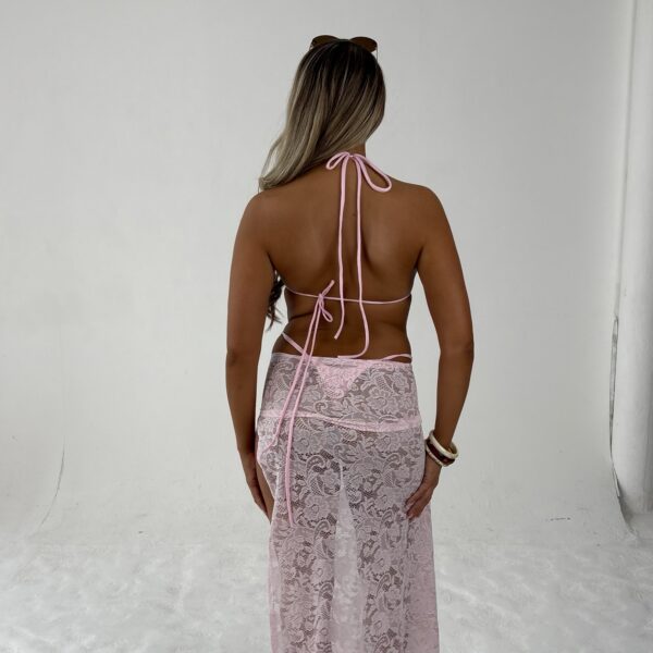 Baby Pink Lace Maxi Slit Set - Image 4